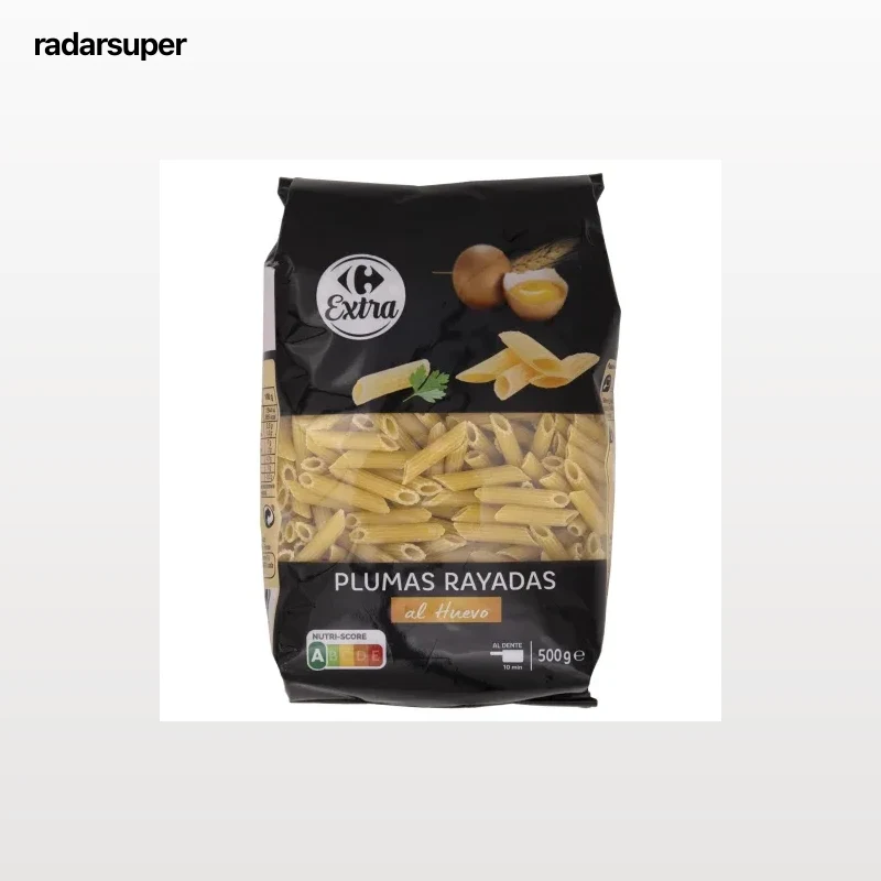 Pasta plumas rayadas al huevo Carrefour Extra 500 g.