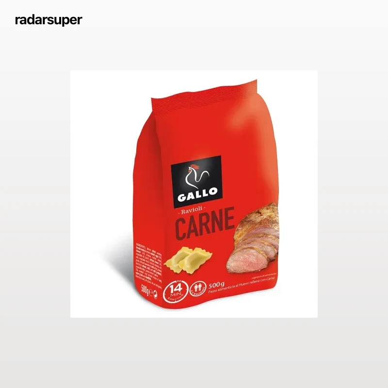 Pasta ravioli rellena de carne al huevo Gallo 500 g.