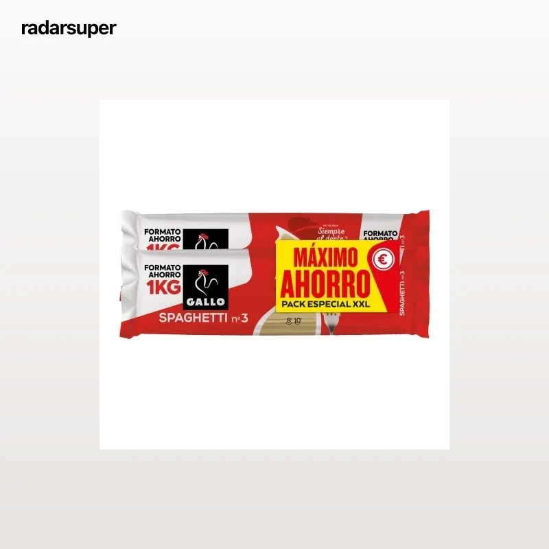 Pasta spaghetti nº3 Gallo pack de 2 unidades de 1 kg.