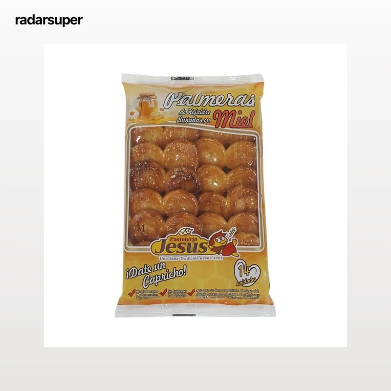 PASTELERÍA JESÚS Palmeras de hojaldre bañadas en miel con mantequilla 14 uds. 300 g.