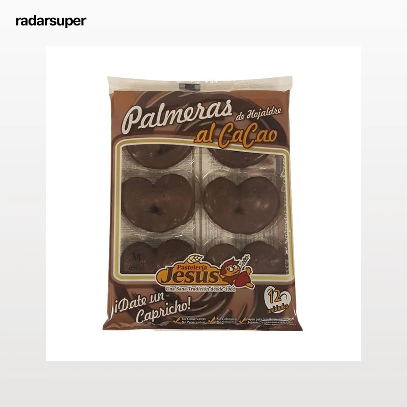 PASTELERÍA JESÚS Palmeras de hojaldre al cacao 12 uds. 300 gr.
