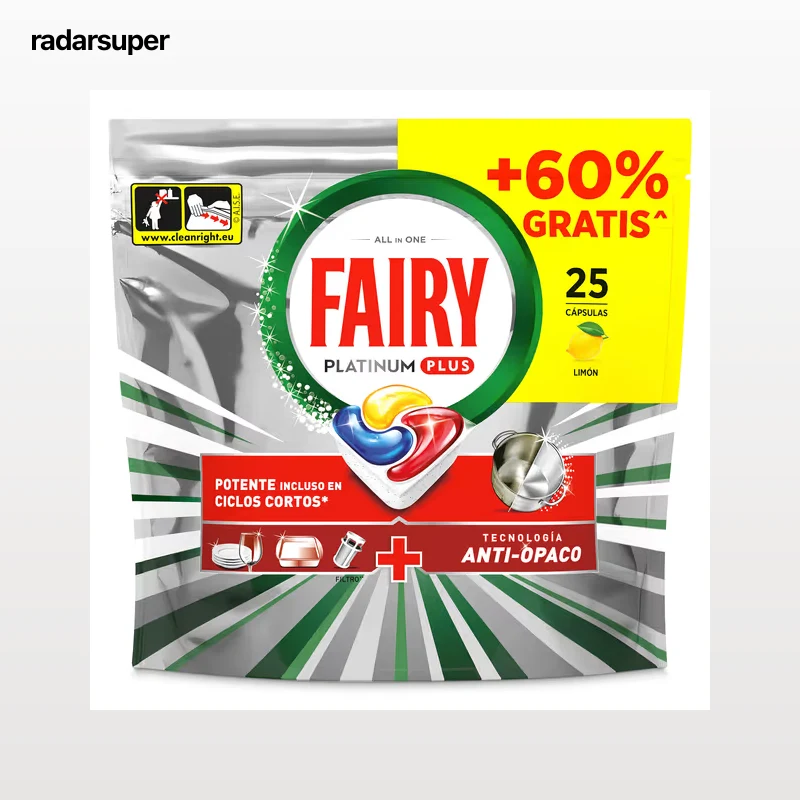 Pastillas lavavajillas platinium plus Fairy 25 unidades
