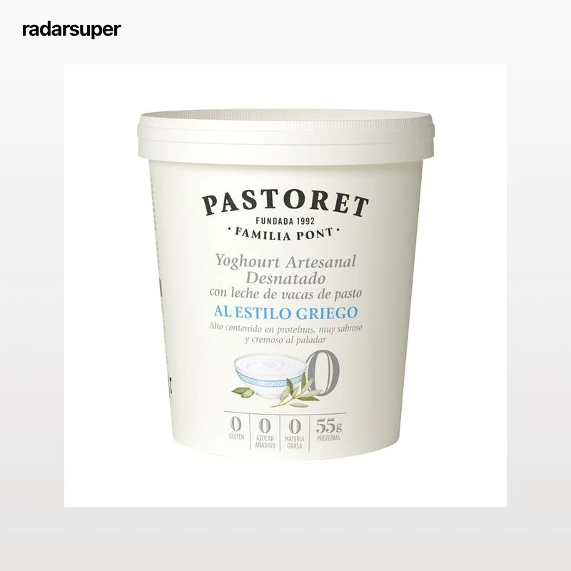 PASTORET Yogur artesanal desnatado (0% materia grasa) estilo griego, sabor natural 900 g.