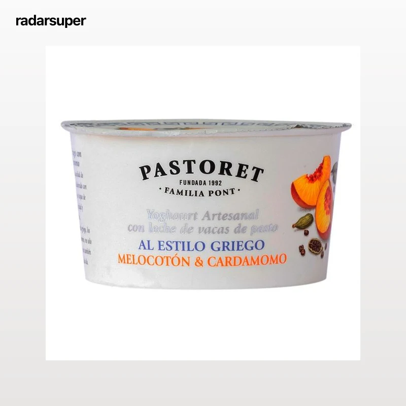 PASTORET Yogur azucarado estilo griego con melocotón y cardamomo 150 g.