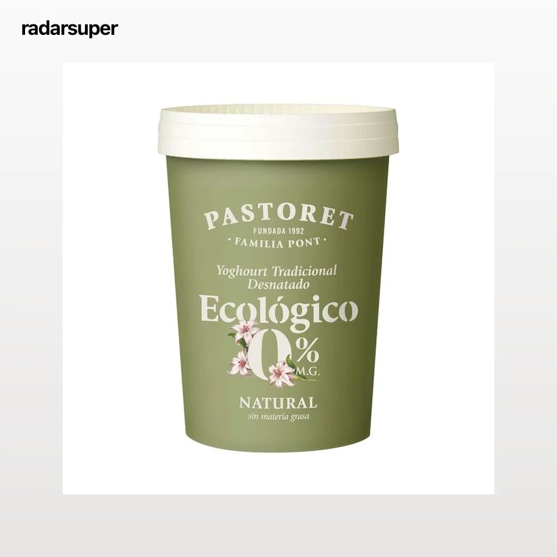 PASTORET Yogur natural desnatado ecológico (0% materia grasa) 500 g.