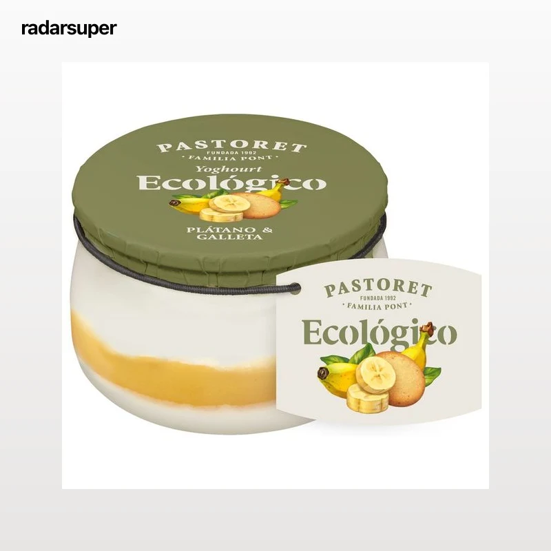 PASTORET Yogur con plátano y galleta ecológico 135 g.