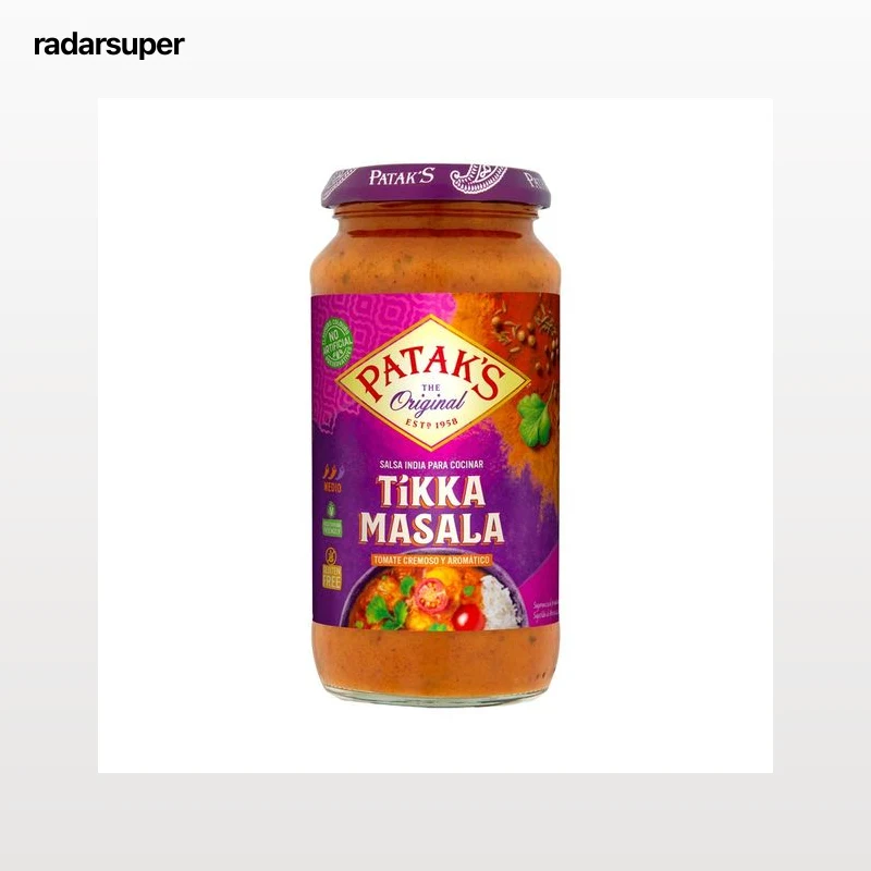 PATAK"S Salsa de tomate con notas de cilantro y comino, Tikka Masala 450 g.