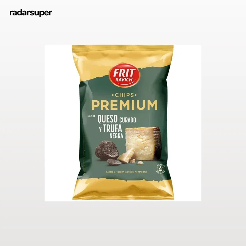 Patatas chips sabor queso curado y trufa negra Frit Ravich sin gluten 150 g.