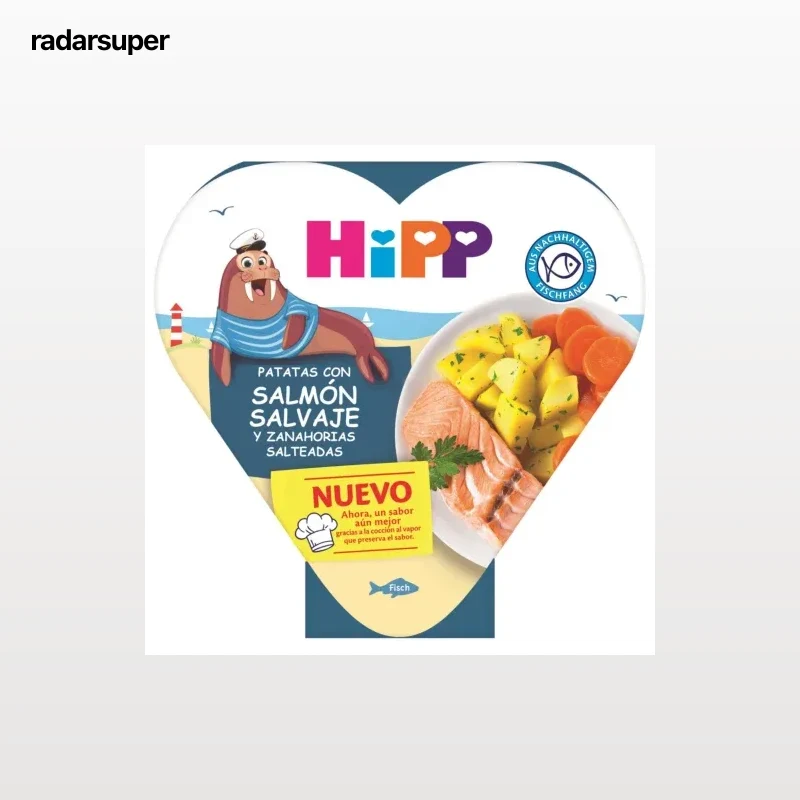 Patatas con salmón salvaje y zanahorias salteadas ecológica Hipp Biológico sin gluten 250 g.