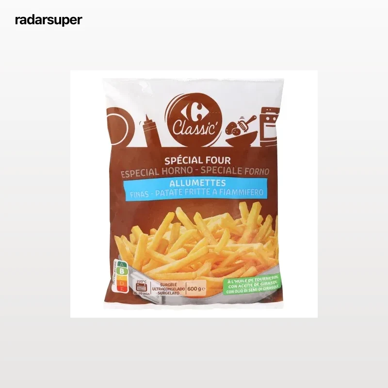 Patatas fritas corte fino especial horno Carrefour Classic' 600 g.