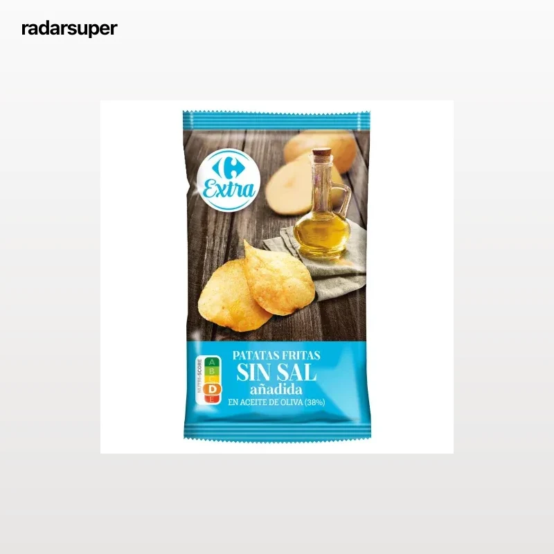 Patatas fritas en aceite de oliva bajo contenido de sal Extra Carrefour 150 g.