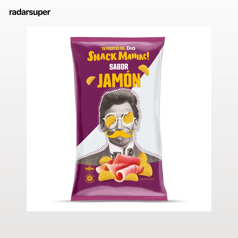 Patatas fritas onduladas sabor jamón Dia Snack Maniac 170 g