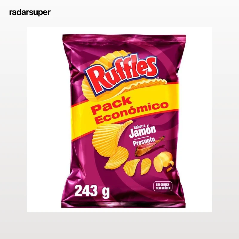 Patatas fritas onduladas sabor jamón Ruffles 243g