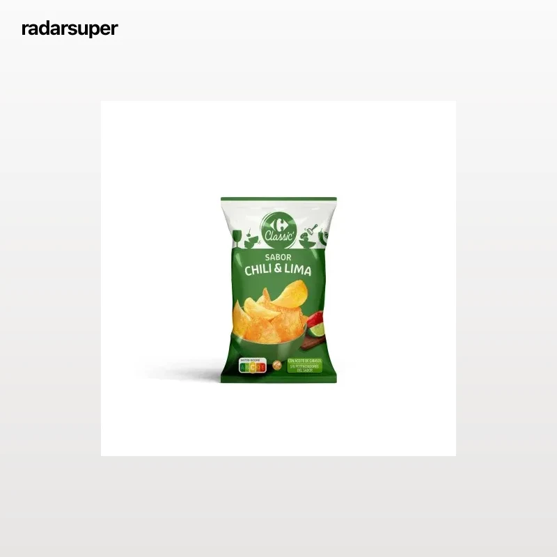Patatas fritas sabor chili y lima Classic Carrefour 130 g.