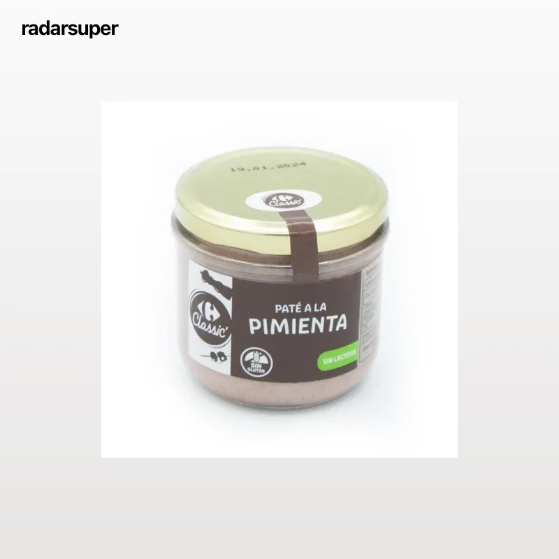 Paté a la pimienta Classic Carrefour sin gluten y sin lactosa 160 g.