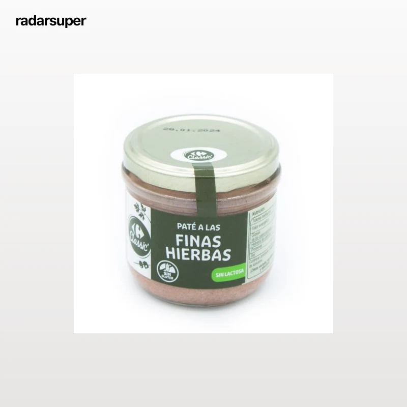 Paté a las finas hierbas Classic Carrefour sin gluten y sin lactosa 160 g.
