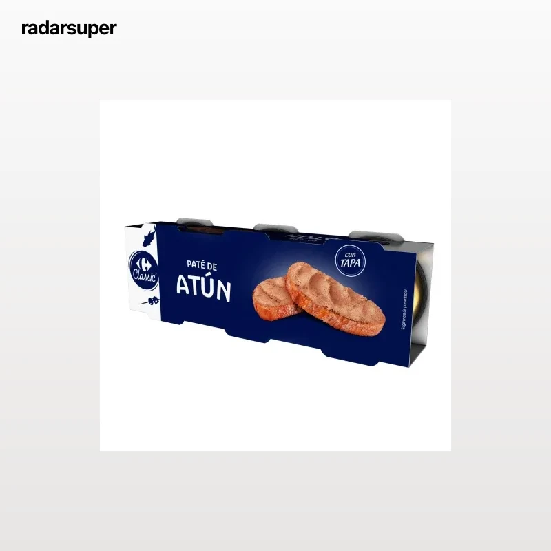 Paté de atún con aceite de girasol Carrefour pack de 3 unidades de 80 g.