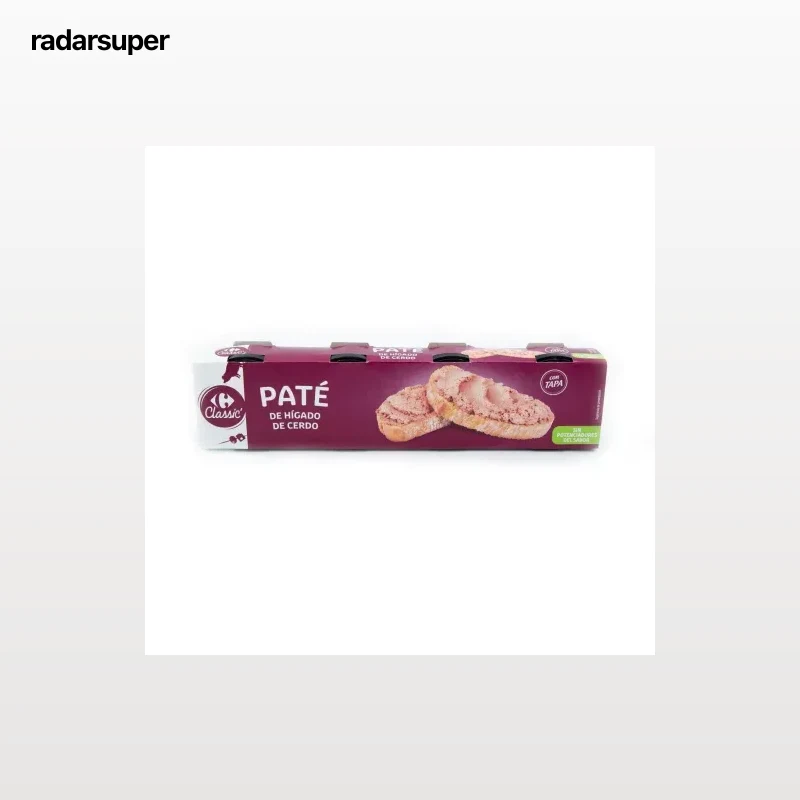 Paté de hígado de cerdo Classic Carrefour pack de 4 unidades de 78 g.