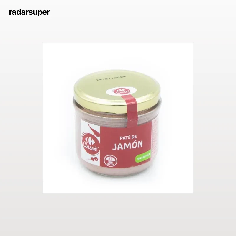 Paté de jamón Classic Carrefour sin gluten y sin lactosa 160 g.