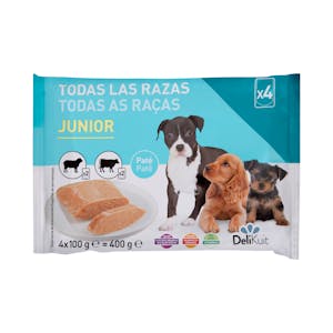 Paté con ternera y cordero perro junior Delikuit