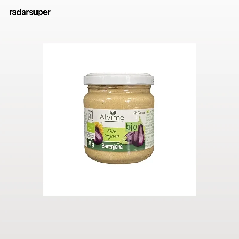 Paté vegetal de berenjena ecológico Alvime sin gluten y sin lactosa 170 g.