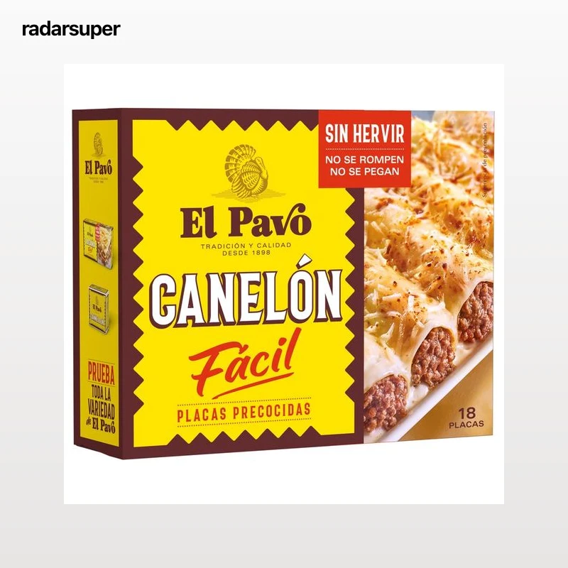 EL PAVO Pasta canelones , pasta alimenticia laminada precocida y desecada 18 uds 120 g.