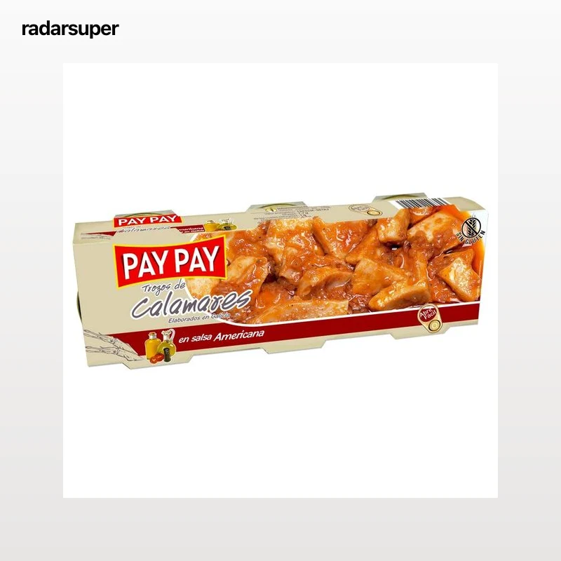 PAY PAY Calamares en trozo con salsa americana lata pack de 3 uds. de 55 g.