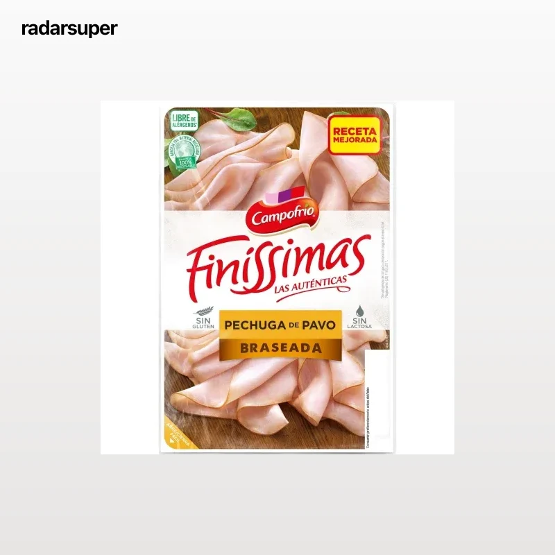 Pechuga de pavo braseada en lonchas Campofrío Finíssimas sin gluten y sin lactosa 110 g