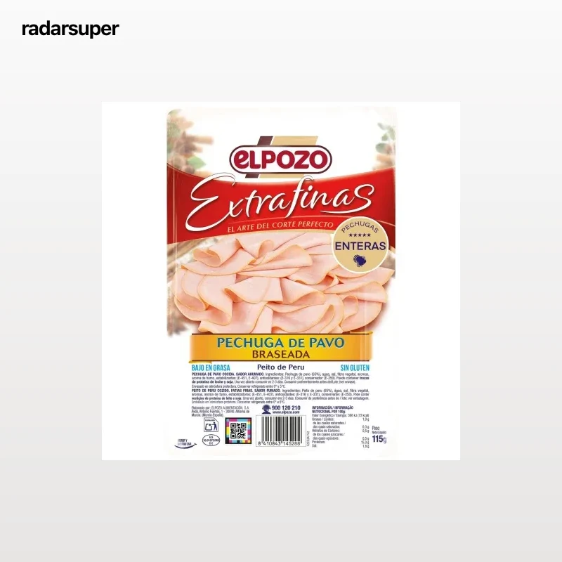 Pechuga de pavo braseada en lonchas Las más finas ElPozo sin gluten 115 g