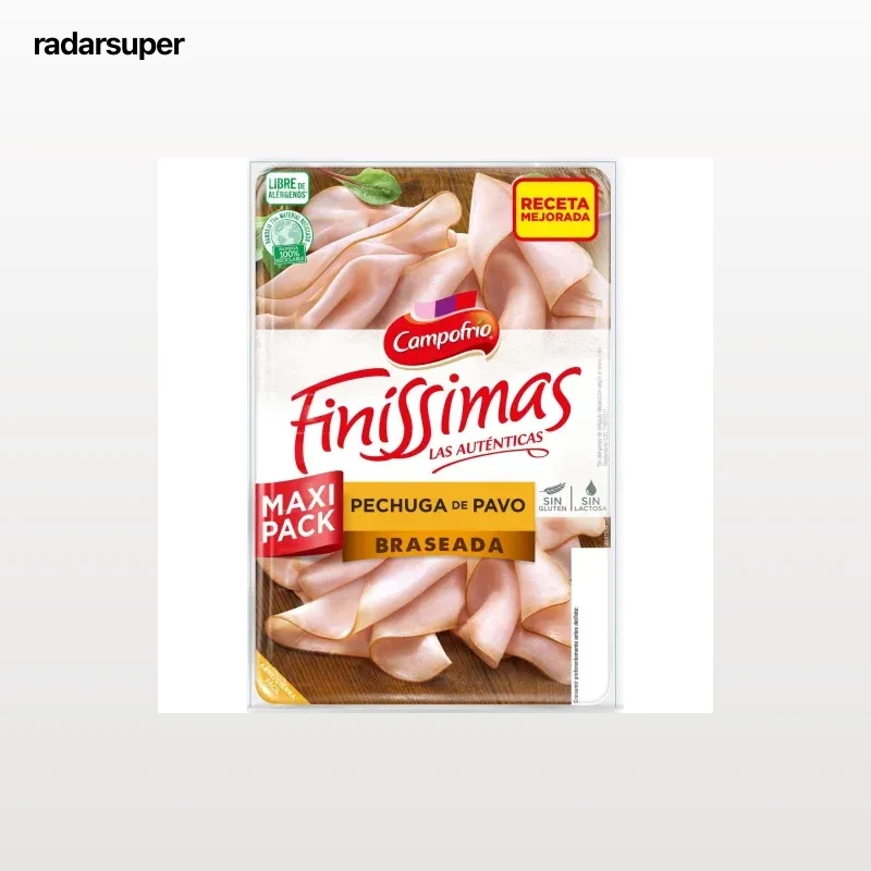 Pechuga de pavo braseado en lonchas Campofrío Finíssimas sin gluten y sin lactosa 165 g