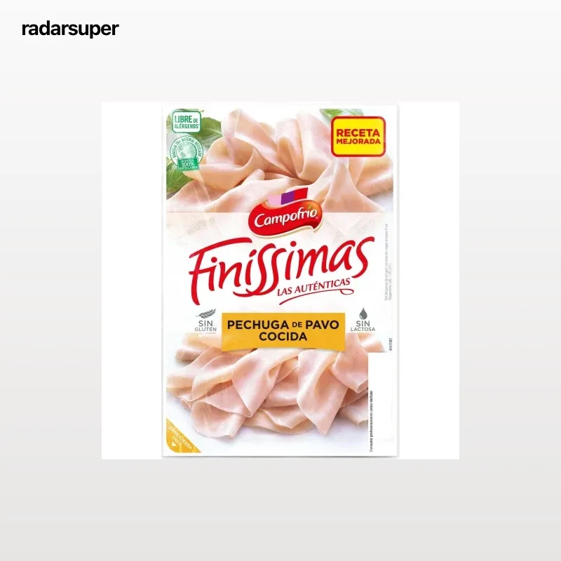 Pechuga de pavo cocida en lonchas Campofrío Finíssimas sin gluten y sin lactosa 110 g