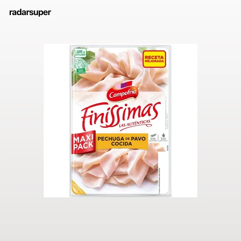 Pechuga de pavo cocida en lonchas Campofrío Finíssimas sin gluten y sin lactosa 165 g
