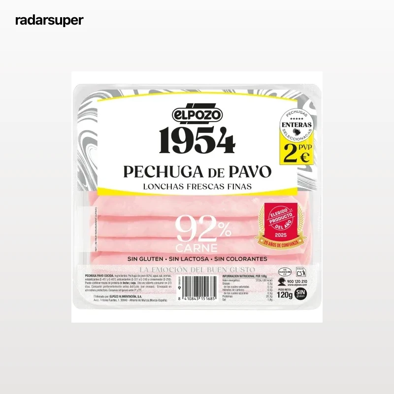 Pechuga de pavo en lonchas ElPozo 1954 sin gluten y sin lactosa 130 g
