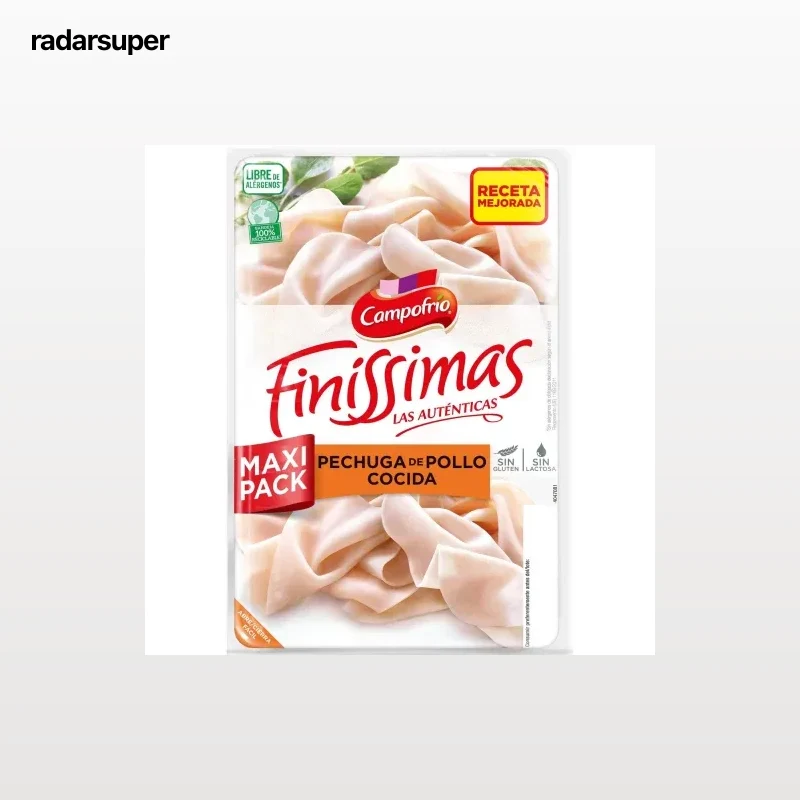 Pechuga de pollo cocida en lonchas Finíssimas de Campofrío sin gluten y sin lactosa 165 g