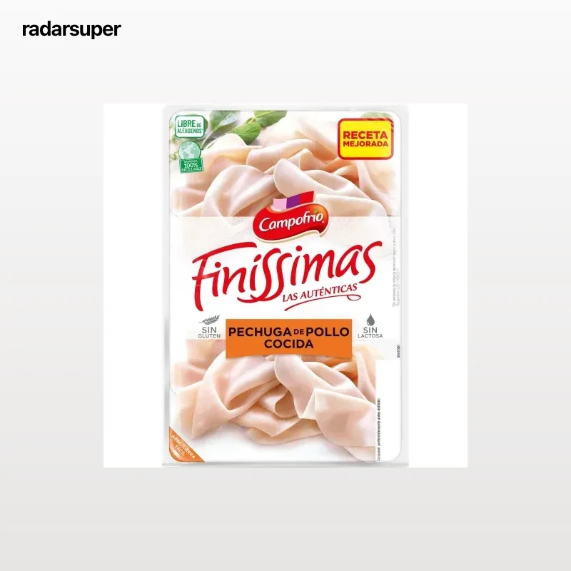 Pechuga de pollo cocido en lonchas Finíssimas de Campofrío sin gluten y sin lactosa 110 g