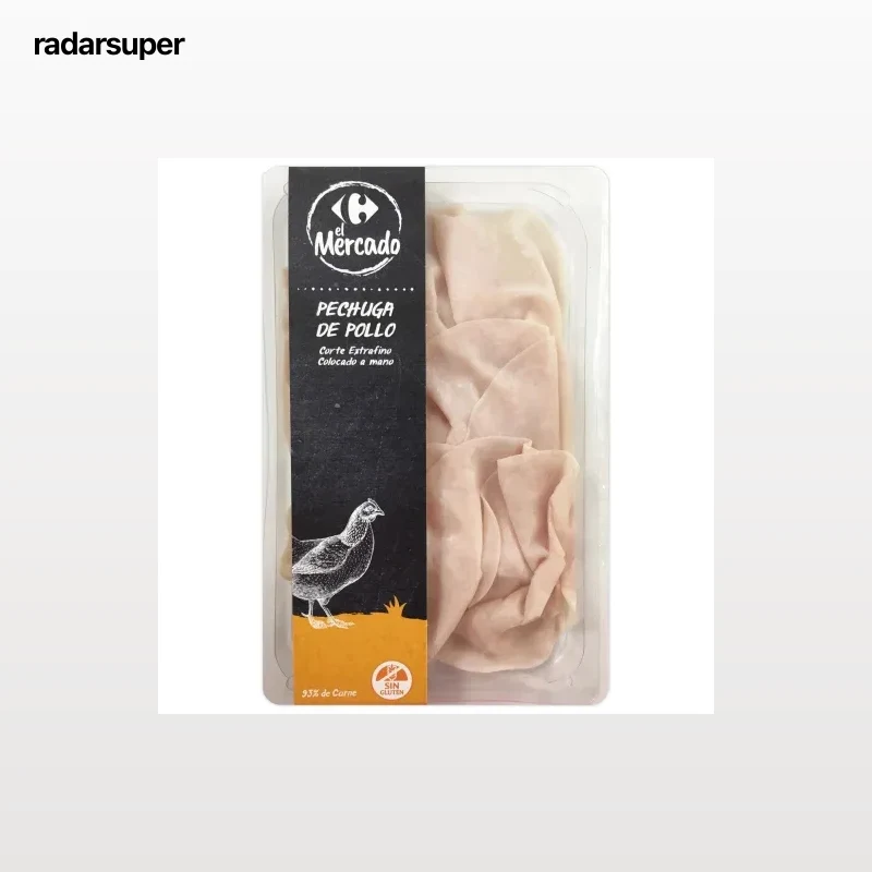 Pechuga de pollo en lonchas extrafinas Carrefour El Mercado sin gluten 100 g