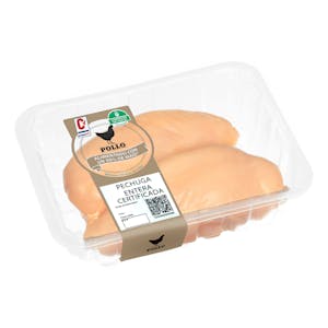 Pechugas enteras de pollo certificado alimentado con un 50% de maíz