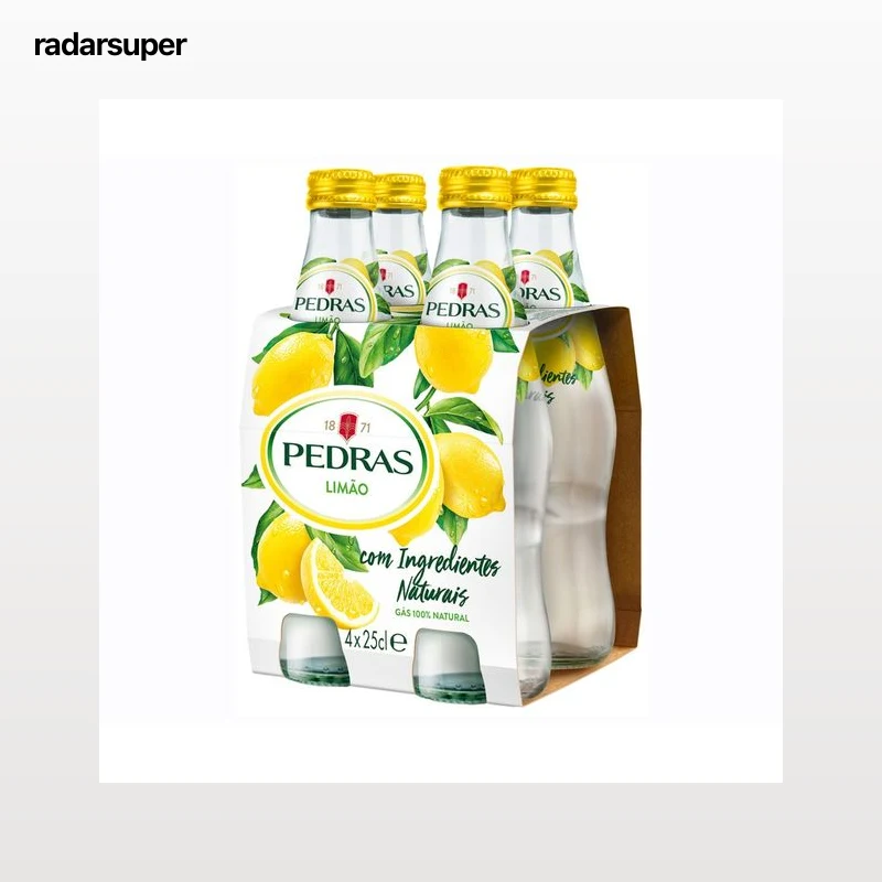 PEDRAS Agua mineral con gas sabor limón pack de 4 uds. de botellas de 25 cl.