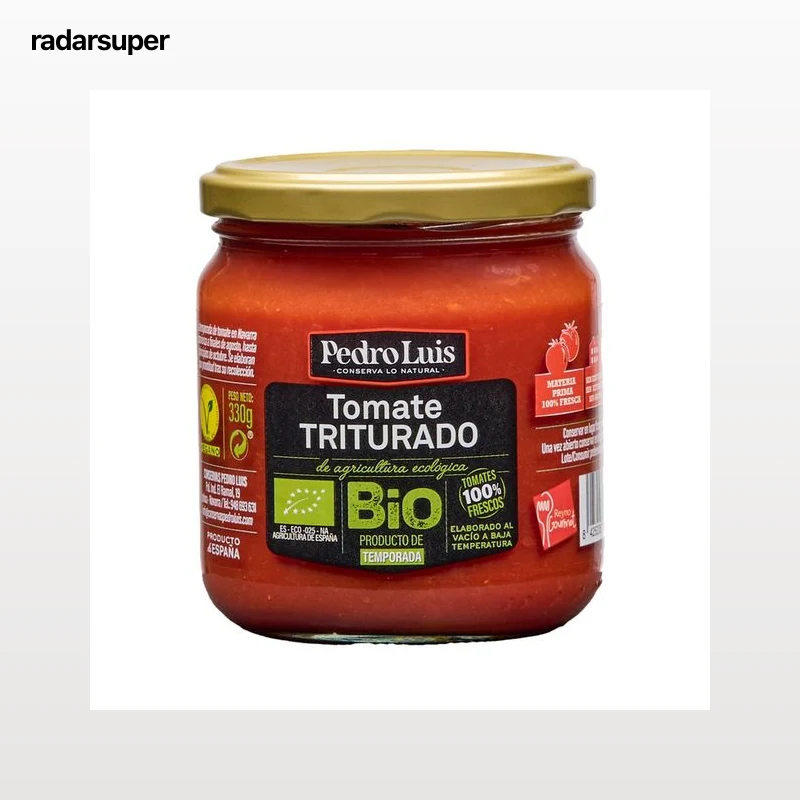 PEDRO LUIS Tomate triturado ecológico, elaborado a baja temperatura bote 330 g.