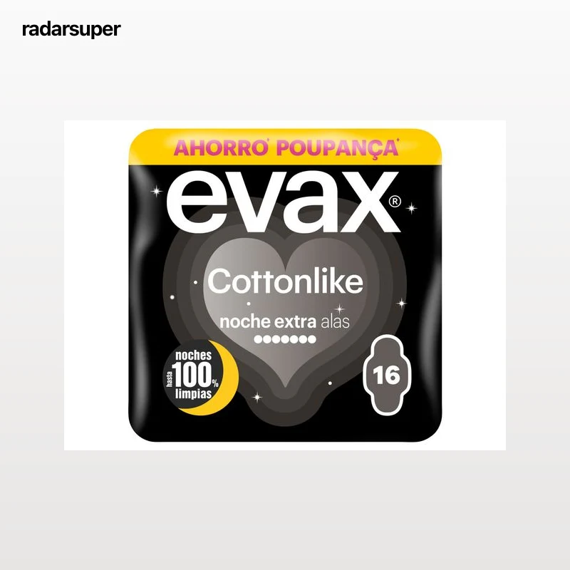 PENSOS HIGIÉNICOS COTTONLIKE NOITE EXTRA COM ABAS EVAX 16 UN