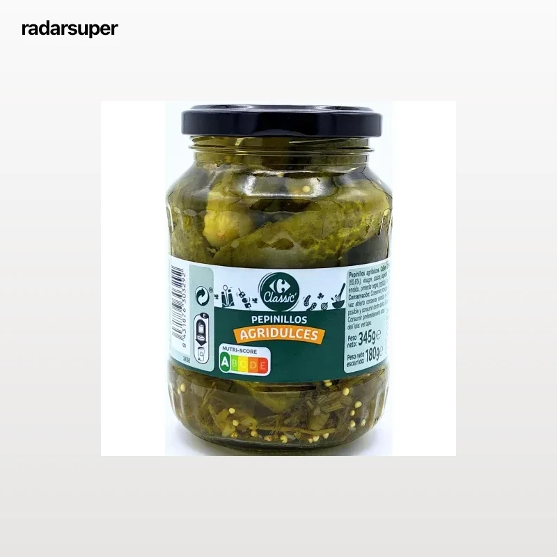 Pepinillos agridulces Classic Carrefour 180 g.