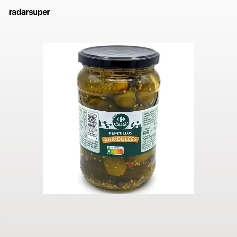 Pepinillos agridulces Classic Carrefour 370 g.