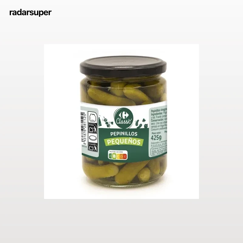 Pepinillos pequeños en vinagre Classic Carrefour 230 g.