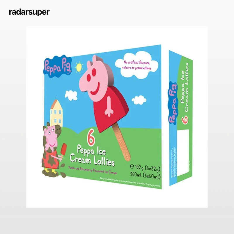 PEPPA PIG Polo de helado con sabor a vainilla y fresa y forma de 6 x 60 ml.