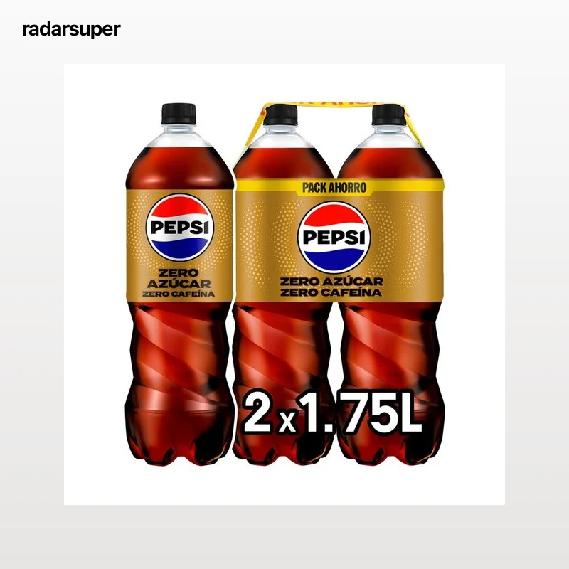 PEPSI Refresco de cola Zero azúcar, Zero cafeína pack 2 uds. x 1,75 l.