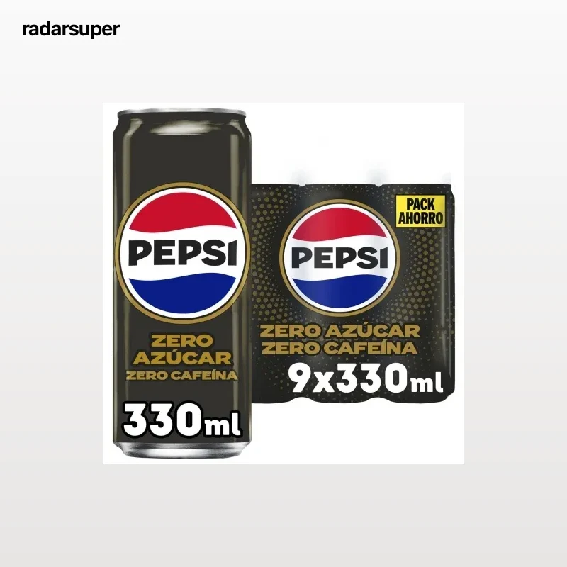 Pepsi zero azúcar zero cafeína pack 9 latas 33 cl.