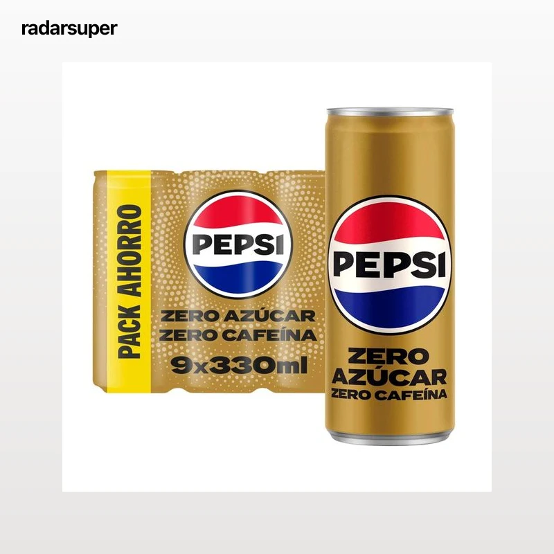 PEPSI ZERO Refresco cola zero azúcar, zero cafeína pack 9 latas x 33 cl.
