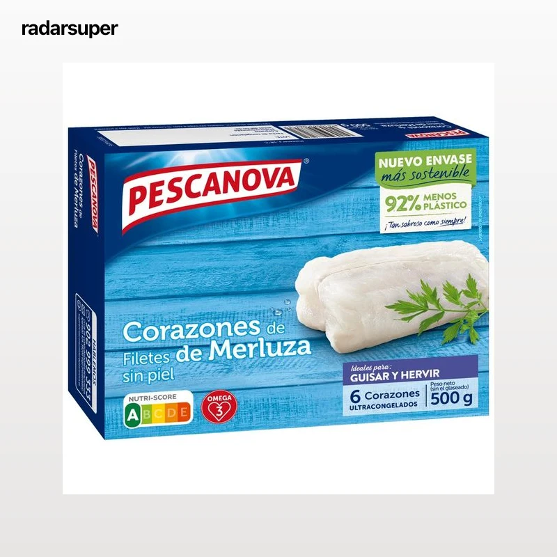 PESCANOVA Corazones de merluza (filetes sin piel) ultracongelados PESCANOVA 500 g.