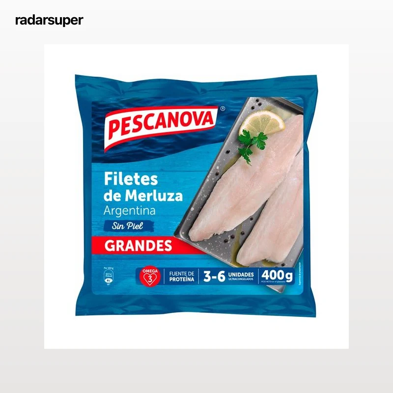PESCANOVA Filetes grandes de merluza argentina sin piel 400 g.