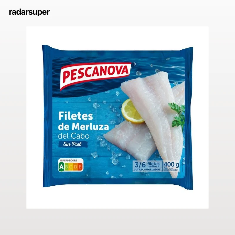 PESCANOVA Filetes merluza del Cabo, sin piel de tamaño mediano, ideales para plancha o rebozar 400 g.
